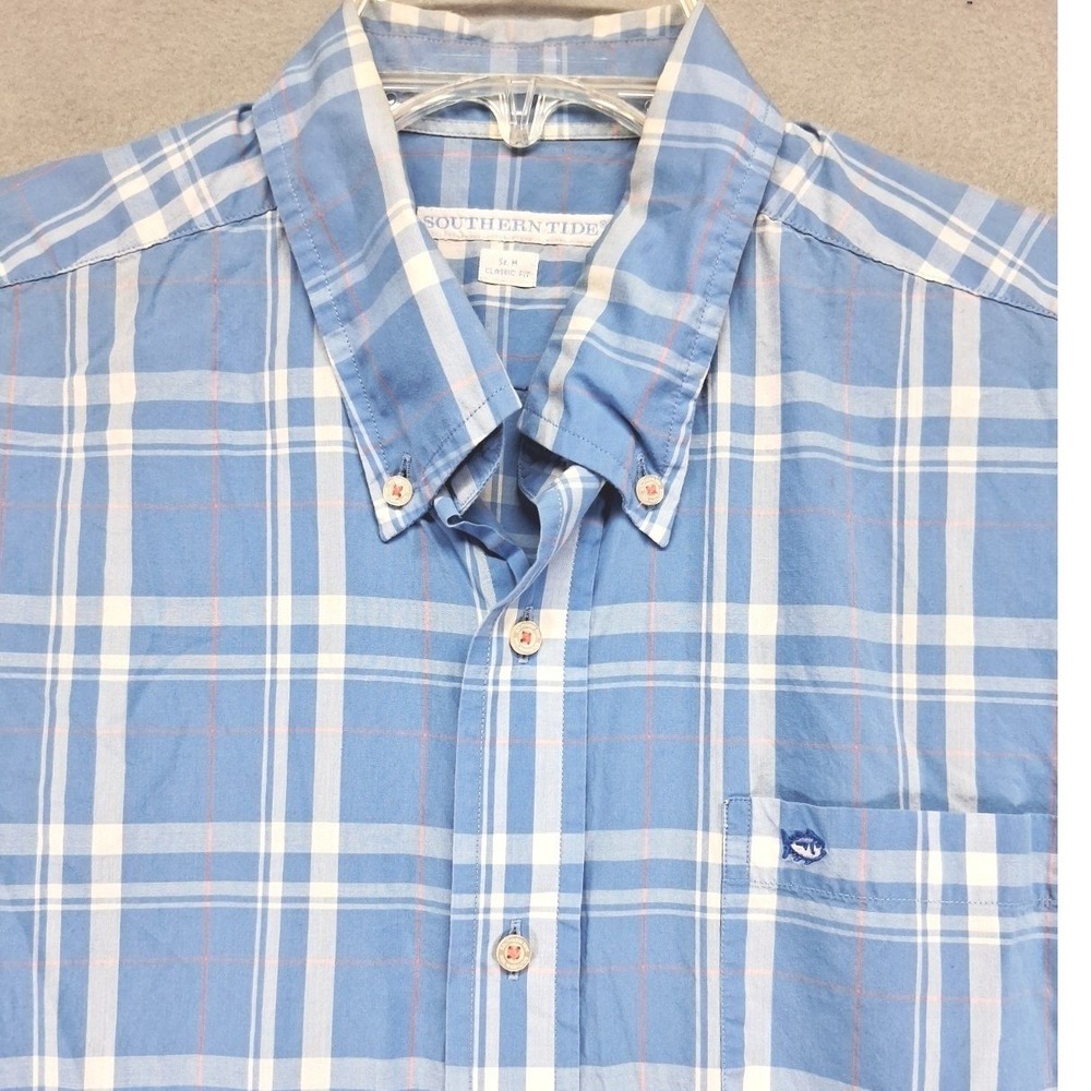 Southern Tide Men Blue Paid Button Down Long Sleeve Size M Classic Fit